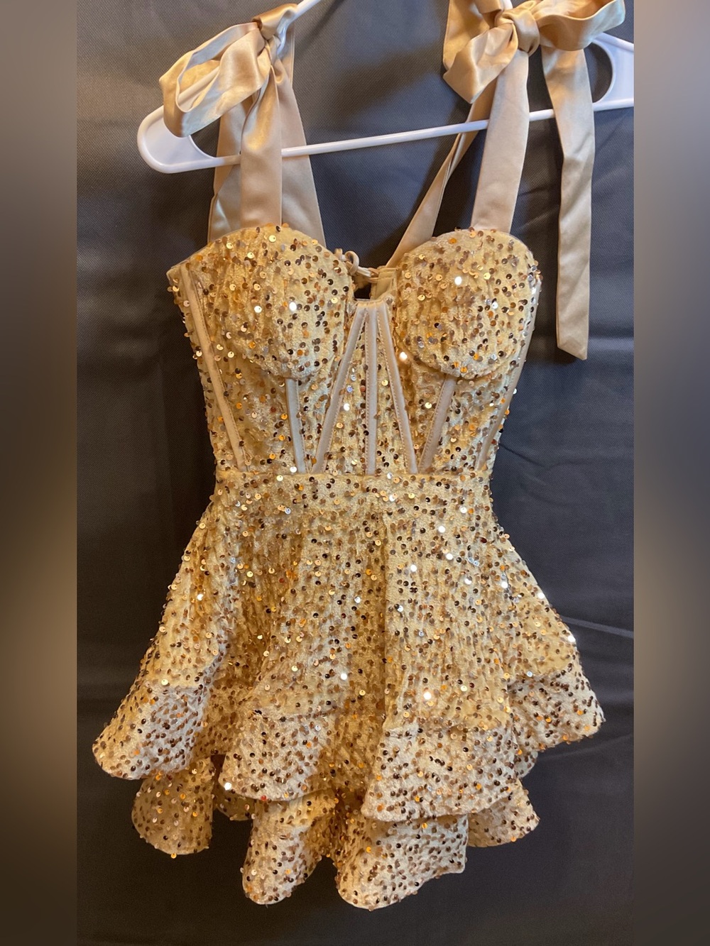Gold Sequin Homecoming MINI Party Dress